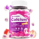 Calcium Citrate 1200mg Gummies, Vitamin D3 K2, Omega-3, Magnesium, Zinc, Boron, Manganese, Copper, 600mg Calcium Supplements for Women & Men Bone Strength, Immune Support - Vegan, Sugar Free, 60 Count