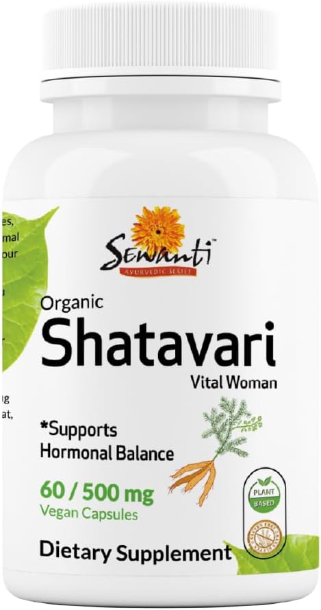 Sewanti Shatavari Capsules - Herbal Supplement for kvindelige Hormonal Balance, sund reproduktiv og laktation 60 Vegan Capsules - 500mg