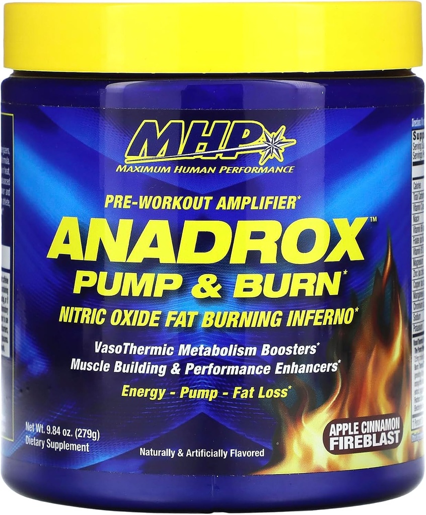 Maksimum Human Performance Mhp Anadrox Pre- workout, Nitrogenoxid, Energi, Pumper, Apple kanel Fireblast