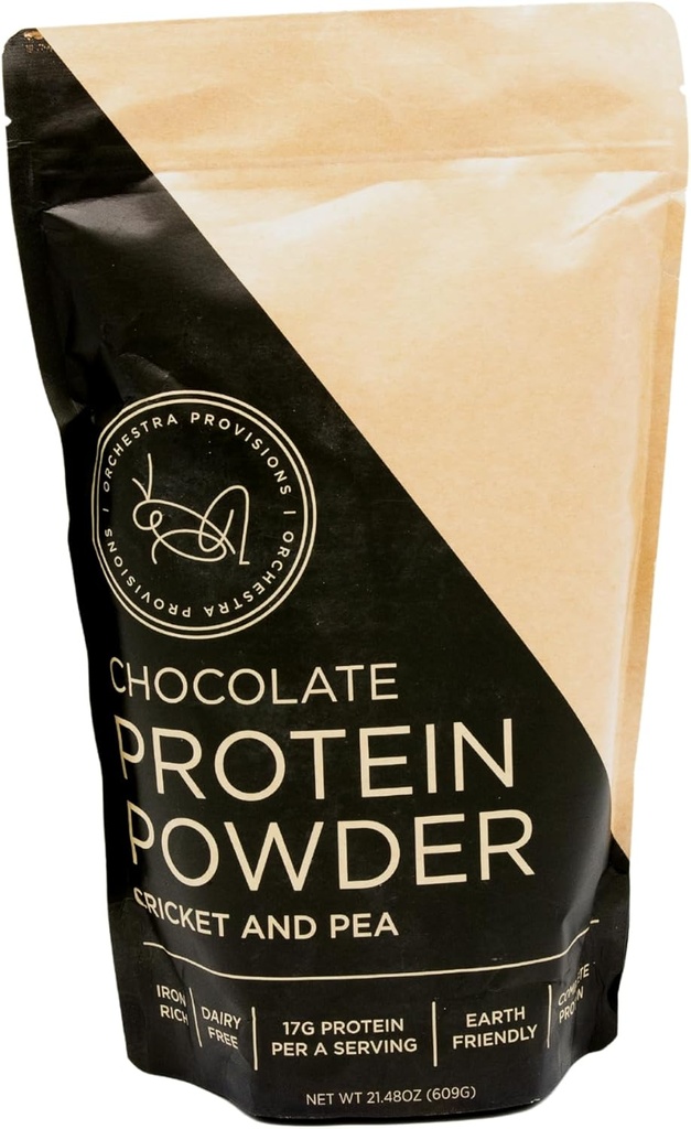 Chocolate Cricket and Pea Protein Powder Blend, 17g af komplet protein, laktose- Free, Whey- Free