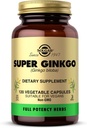 Solgar Super Ginkgo, 120 Vegetabilske kapsler - Fuld potens (FP) - Antioxidant & Nervesystemet Support - Brain Health - non-GMO, Vegan, Gluten Free, Dairy Free, Kosher - 120 Servere