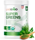 LiveGood Super Green Powder Organic Superfood med hvedegræs pulver, Daglig Superfood pulver til immunforsvar, Energi og Detox, Green Juice Powder Supplement (30 Servere), 12.38 Oz