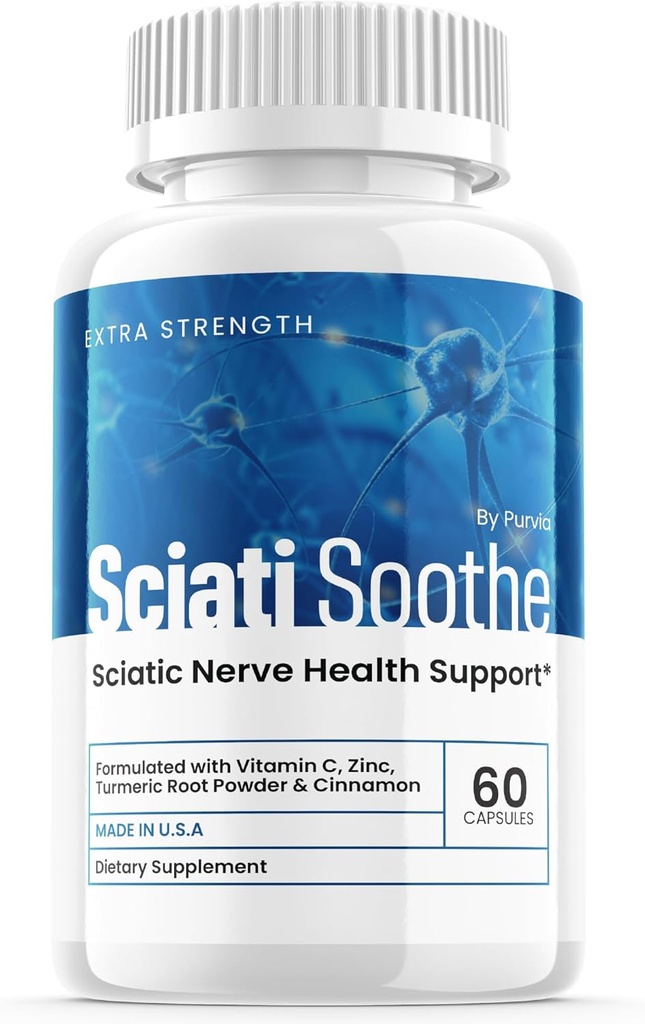 Sciatisoothe Supplement for Sciatica, Sciati Sothe Nerve Sundhed, Sciatisoothe Kapsler Vitaminer, Sciatisoothe Advanced Samlet Wellness Support Maksimum Strength Formel Lavet i USA (60 Kapsler)
