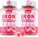 Vegan Iron Supplement Gummies for Women & Men - w/Vitamin C Folate B12 Zinc for Adults & Kids, Chewable Gentle Iron for Iron Deficiency, Energy Boost, Non-Constipating & After Taste, Sugar-Free 2 Pack
