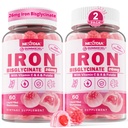 Vegansk jerntilskud Gummies for kvinder & mænd - w / C-vitamin Folate B12 Zink til voksne & børn, Chewable Gentle Jern til jernmangel, Energy Boost, Non- Constipating & Efter smag, Sugar- Free 2 Pack