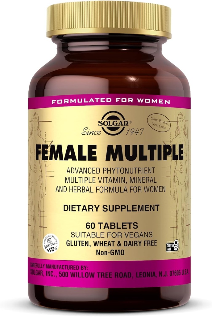 Solgar Kvinde Multipel - 60 tabletter - Multivitamin, Mineral & Herbal Formel for kvinder - Vegan, Gluten Free & Dairy Free - 20 Servere