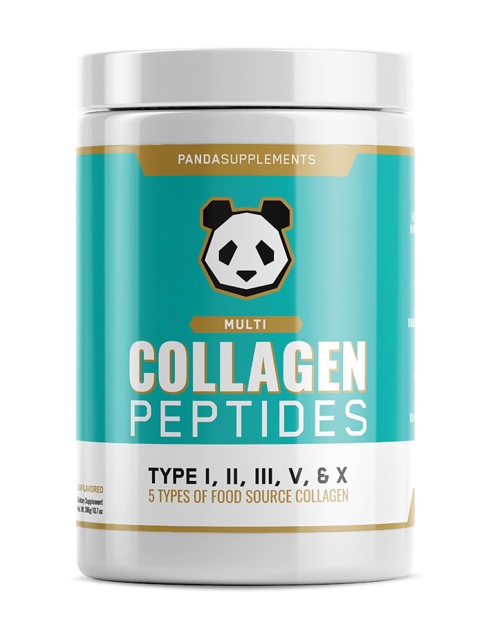 Underground Bio Labs: Panda Supps Hydrolyzed, Grass- Fed, Multi Collagen Peptider (Type I, II, III, V og X) (30 Serveringer, Unflavored)