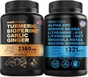 MEDCHOICE Gurkemeje & Ingefær (120ct) og Nootrop Brain (60ct) Supplement Bundle - Wellness Duo til fælles, fordøjelse, hjerne, & Mood Support - Vegan, Non- GMO, Gluten- Free