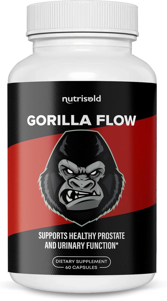 Gorilla Flow - Prostata Support Supplement for mænds sundhed Budd124; Reducere waking op om natten til Urinate Budding124; Promote Sleep Budding124; Support Break Tømning Budding124; Prostata Herbal Complex Budding124; Break & Urinary Relief (1)