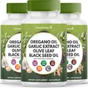 Oregano Oil Hvidløg Uddrag Olive Leaf Black Seed Oil Astragalus - Immun Support Supplement til kvinder og men- 180 Greve