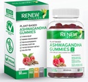 Renew Actives Ashwagandha 100MG per 4 Gummies - Hukommelse, Focus & Energy Boost - Traditionelt brugt som en foryngende Tonic - Vegan, Herbal Adaptogen - Made in Canada - 60 Gummies