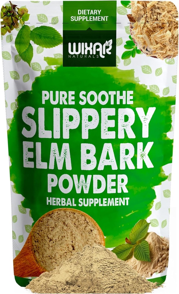 WIXAR Slippery Elm Bark Powder - Soothe fordøjelsessygdomme, Sore Hals, Acid Reflux - Lavet af Indre Bark, Natural & Gluten- Free Blend, GMO- Free, Vegansk Friendly - Urte Supplement Powder - 5oz