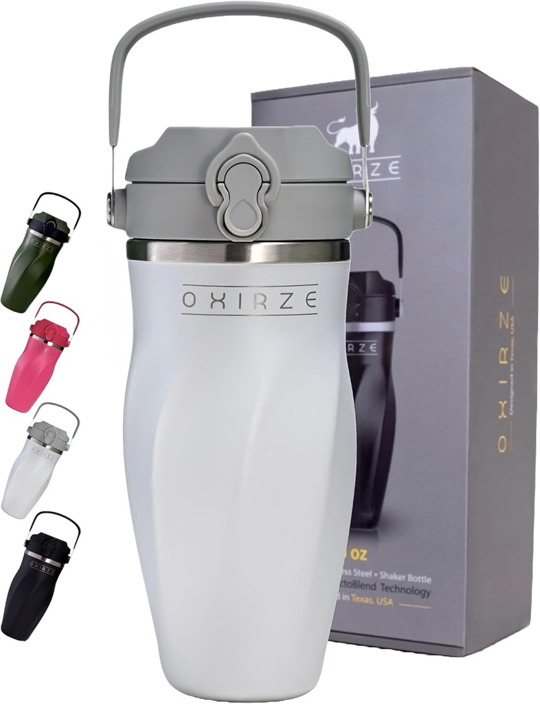 Shaker Flaske til Protein Mixes - Dobbelt væg rustfrit stål, For shakes, Smoothies, Cocktails -Leak- Proof, 26oz, Copper-Isolated Blender Cup, BPA- Gratis ingen blanding værktøjer påkrævet, (Arctic Pearl)