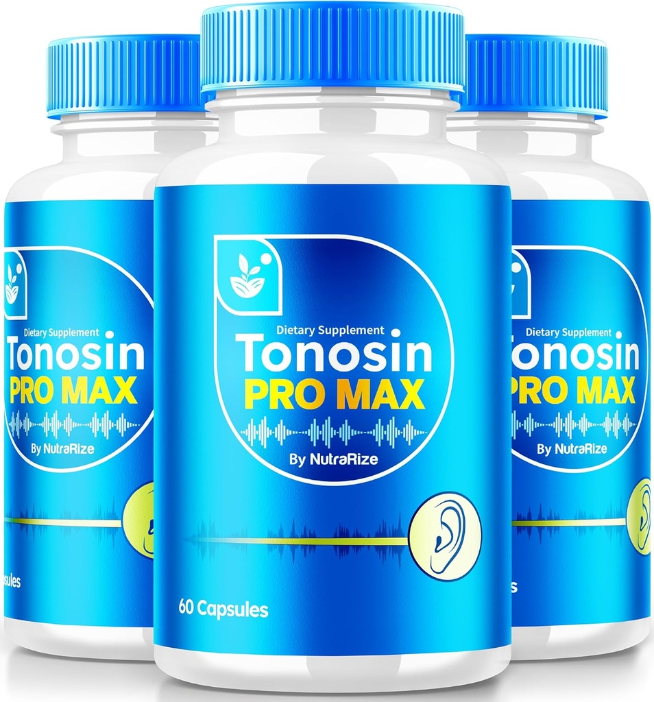NutraRize (3 Pack) Tonosin Pro Max Kapsler, Official Ear Health Formel, All- Natural supplement til Promote Indre Øre Sundhed, Premium hørelse support, TonosinProMax anmeldelser (180 Kapsler)
