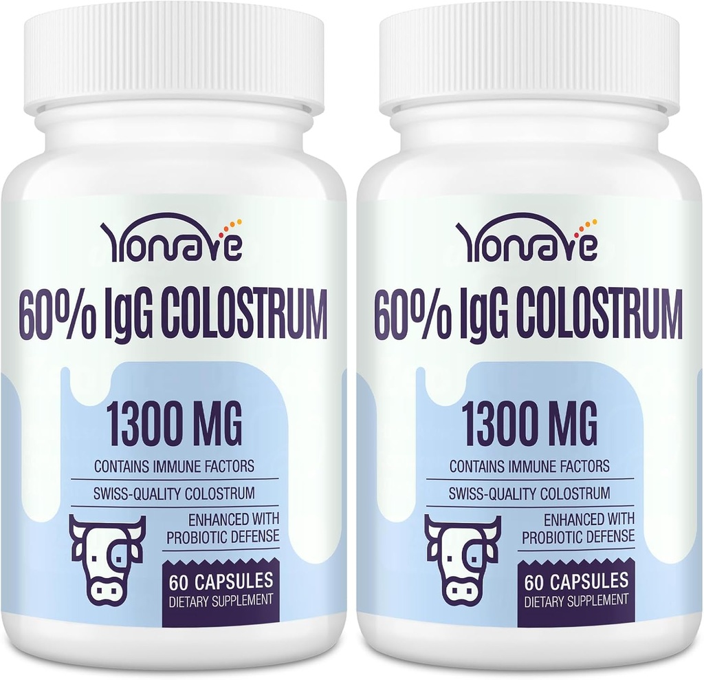 Bovin Colostrum Kapsler Supplement 1300mg - Extra High 60% IgG Bovin Colostrum - Gut, Bone, Motion, Immun - 120 Kapsler