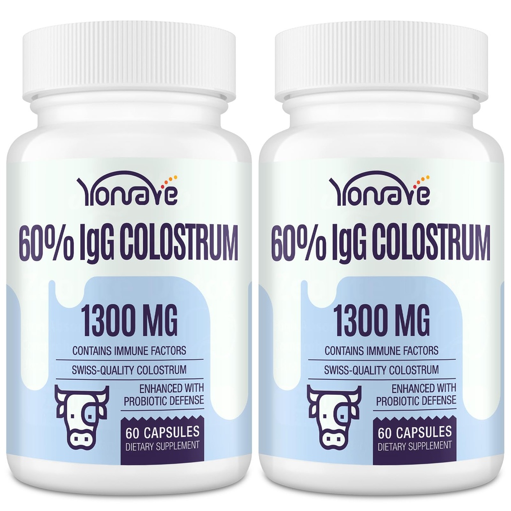 Bovin Colostrum Kapsler Supplement 1300mg - Extra High 60% IgG Bovin Colostrum - Gut, Bone, Motion, Immun - 120 Kapsler