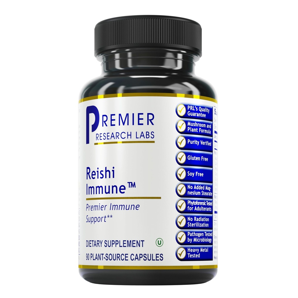 Premier Research Labs Reishi immunsupport- Reishi Mushroom kapsler, Organic Reishi Mushroom ekstrakt for kvinder og mænd, Indeholder rød alger, gurkemeje, mælk tidsel - 90 Pure Vegan kapsler