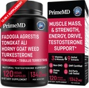 PrimeMD 12- in-1 Fadogia Agrestis og Tongkat Ali - Testosteron supplement for mænd med Turkesteron - HornyGoatWeed for mænd for samlet velvære med 1342mg per servering (120 kapsler) (pakke med 1)