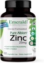 Emerald Labs Zink 25mg - immunforsvar, fordøjelsessundhed, oxiderende stress support - Lavet med zink Bisglycinate - Vegan & Gluten- Free - 90 Vegetabilske kapsler