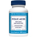 Den Vitamin Shoppe folinsyre 800MCG, understøtter Prenatal & Føtale Udvikling (300 kapsler)