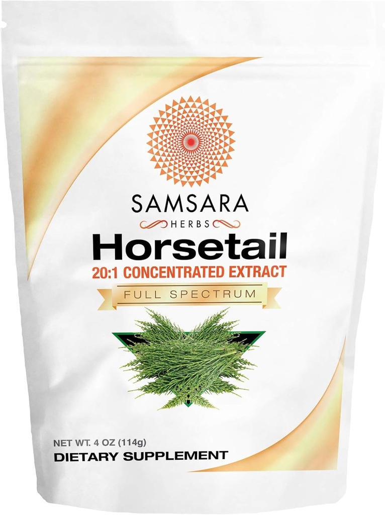 Samsara urter Horsetail Powder (4oz / 114g) - 20: 1 Koncentreret ekstrakt - hår, negle, knogler, hud. Naturlig Silica Kilde