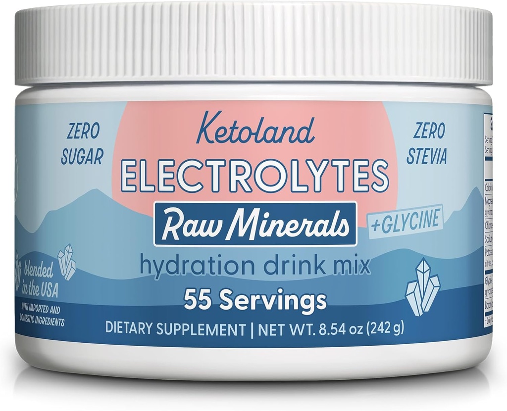 Rå mineraler + Glycine Budd124; Uden smag Keto Electrolytes Powder Budd124; Ingen sukker, Stevia, eller Fillers
