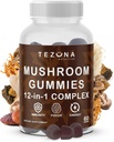 Mushroom Gummies 2 Pack, 12-in-1 Complex Supplement 3000mg - Lions Mane, Turkey Tail, Reishi, Cordyceps, Mushrooms Extract - Nootropic Brain Supplement for Memory and Focus, Boost Immunity and Energy