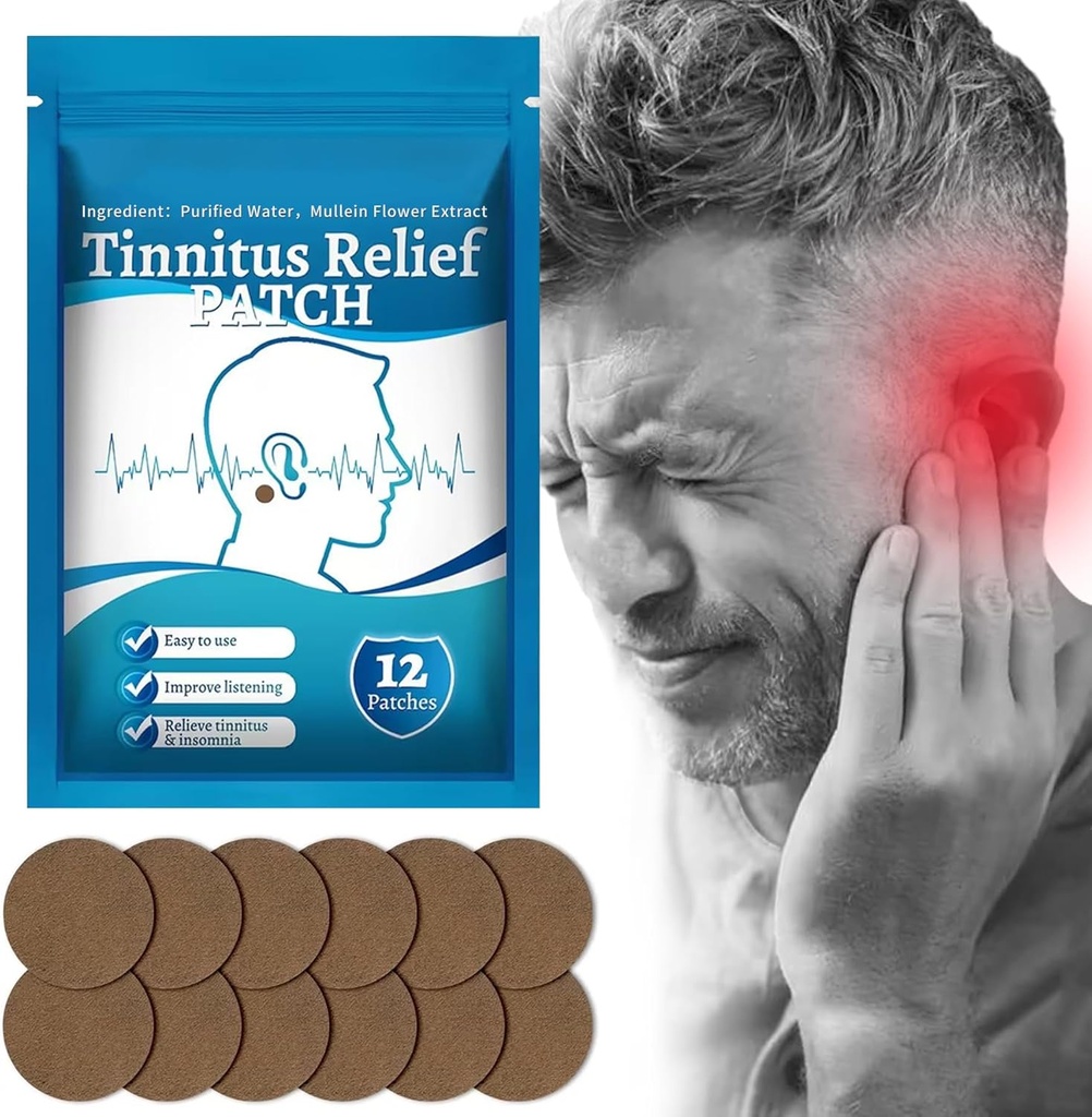 Tinnitus Relief Patches, Natural Herbal Tinnitus Relief Treatment Ear Patch, for øre ringning, øre smerte, relief hørelse tab og beskytte øre sundhed, 12Pcs (1 pakke)