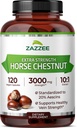 Zazzee Extra Strength Horse Chestnut 10: 1 Extract, 3000 mg Strength, 20% Aescins, 4 Monthly Supply, 120 Vegan Kapsler, Koncentreret og Standardized 10X Extract, All- Natural, Non- GMO, Lavet i USA
