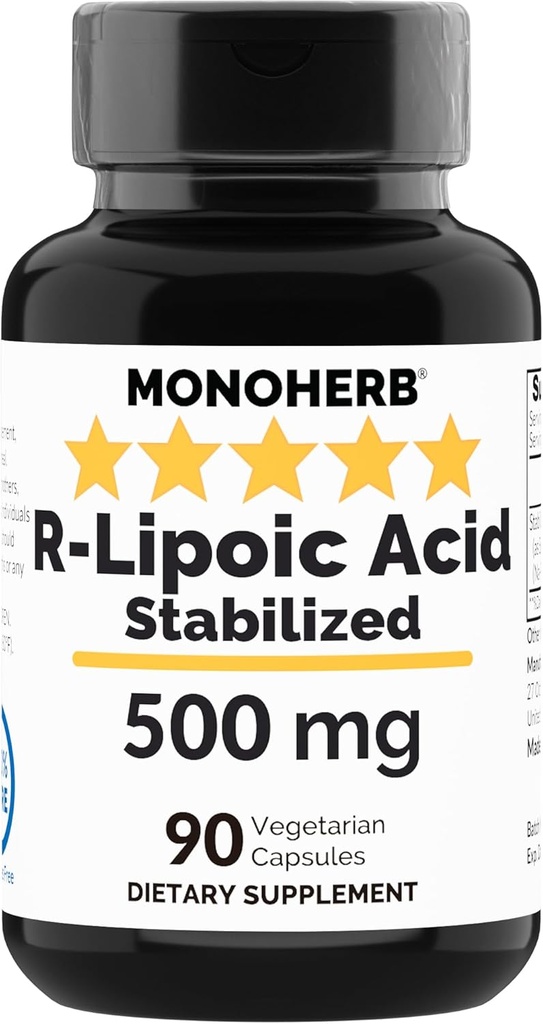 R- lipoinsyre 500 mg - 90 Veg kapsler - stabiliseret R- alfa- liposyre