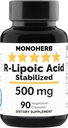 R- lipoinsyre 500 mg - 90 Veg kapsler - stabiliseret R- alfa- liposyre
