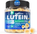 Sugar Free Lutein 20mg 40mg og Zeaxanthin Gummies for Eyes med Omega 3 (EPA 190mg & DHA 80mg), Lutein Supplements Eye Vitamin Filled Gumies Plus Bilberry, Goji Berry & Safran, Vegan - 60 Greve