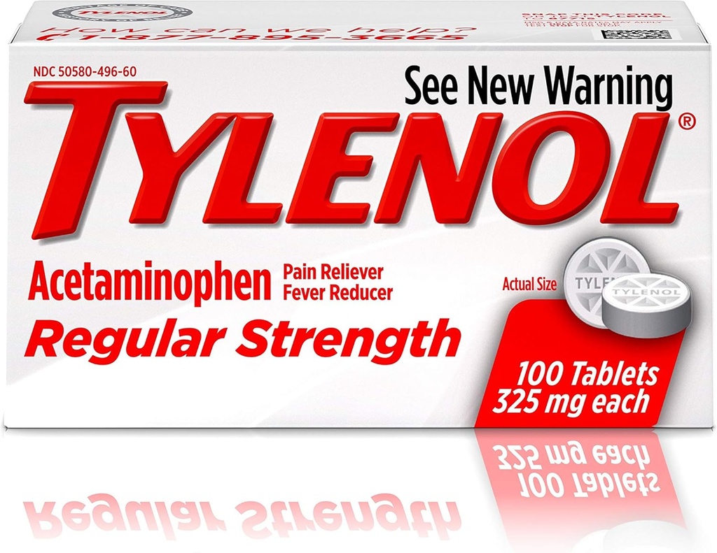 Tylenol Reg Strngth 100S Størrelse 100ct Tylenol 325 Mg Regelmæssig Strength Pain Reliever