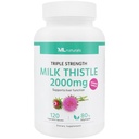 ML Naturals Triple Strength Milk Thistle 2000 mg (Høj dosering og potens Silymarin 192 mg per servering), 120 Vegetabilske kapsler (4 Måneder Tilgang). Understøtter leversundhed, NSF- certificeret & cGMP- compliant