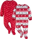 Gerber Unisex Baby Toddler Flame resistent Fleece Footed Holiday pyjamas 2-Pack