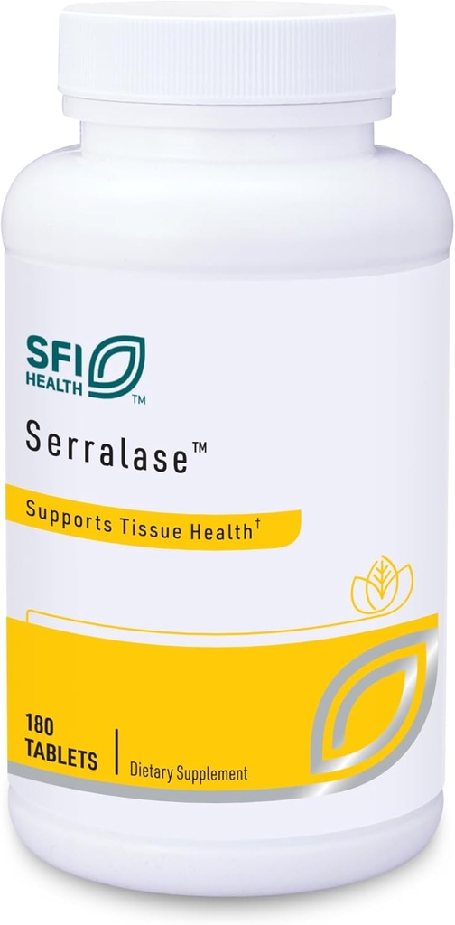 Klaire Labs SFI Health Serralase - Vegetarisk Proteolytisk Enzyme Blend med Serratia Peptidase & Bromelain til fordøjelse, Sourced from Papaya & Pineapple, Hypoallergen (180 Enteric Coated Tablets)