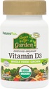 Natures Plus Kilde of Life Garden Certified Organic Vitamin D3 - Cholecalciferol 5000 iu, 60 Vegan Capsules - Whole Food Plant- Based Supplement - Vegetarisk, Gluten- Free - 30 Servere