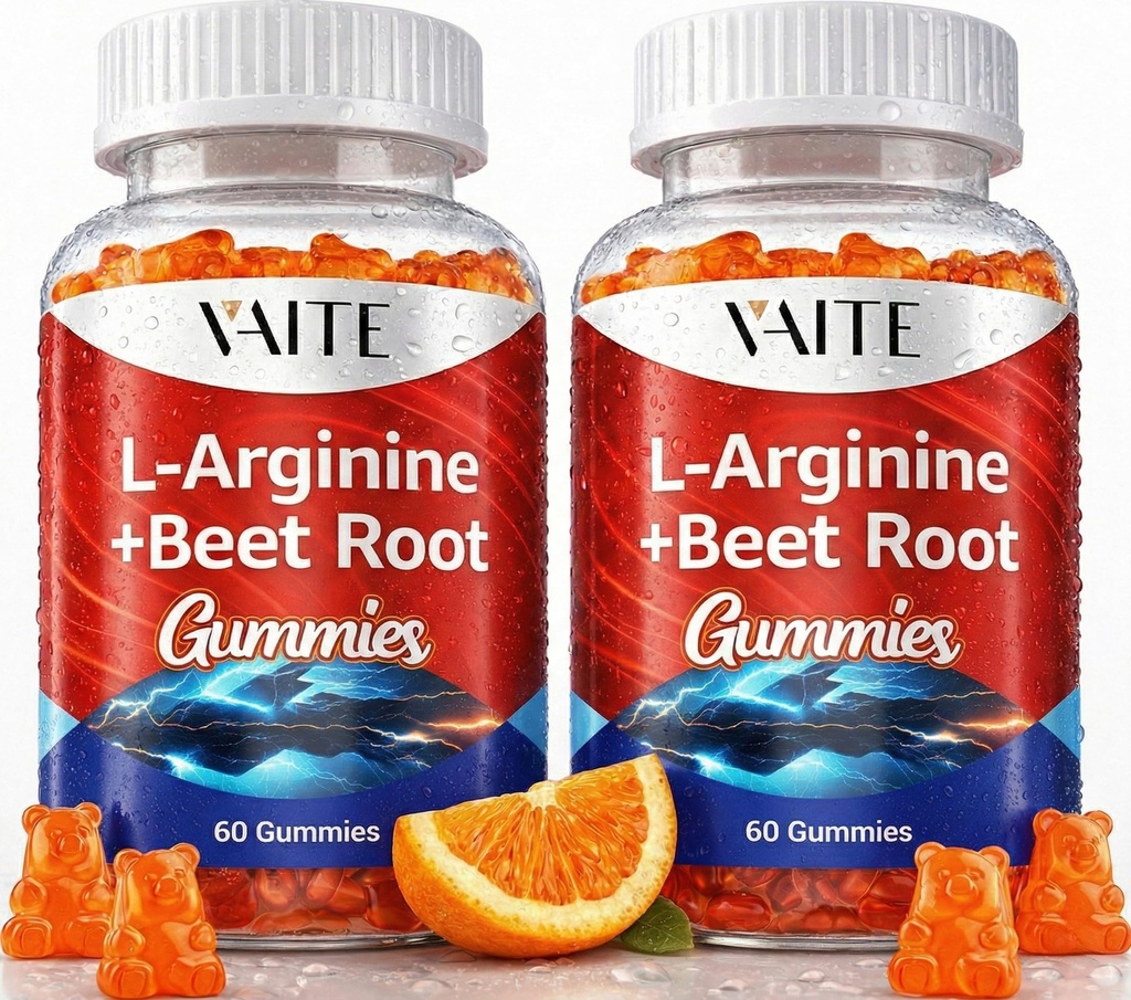 L Arginin 1000mg Supplement Beet Root Gummies - Double Strength, Energy Boost, Circulation Support og Stamina, Organic Chewable Beets Kosttilskud til mænd og kvinder, Vegansk Gummy, Sukkerfri (2 Pack)