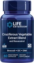 Life Extension Cruciferous Vegetabilsk ekstrakt & Resveratrol, Broccoli, Cabbage, resveratrol, Understøtter Cellular Protection, Gluten- Free, Non- GMO, Vegetar, 60 Kapsler