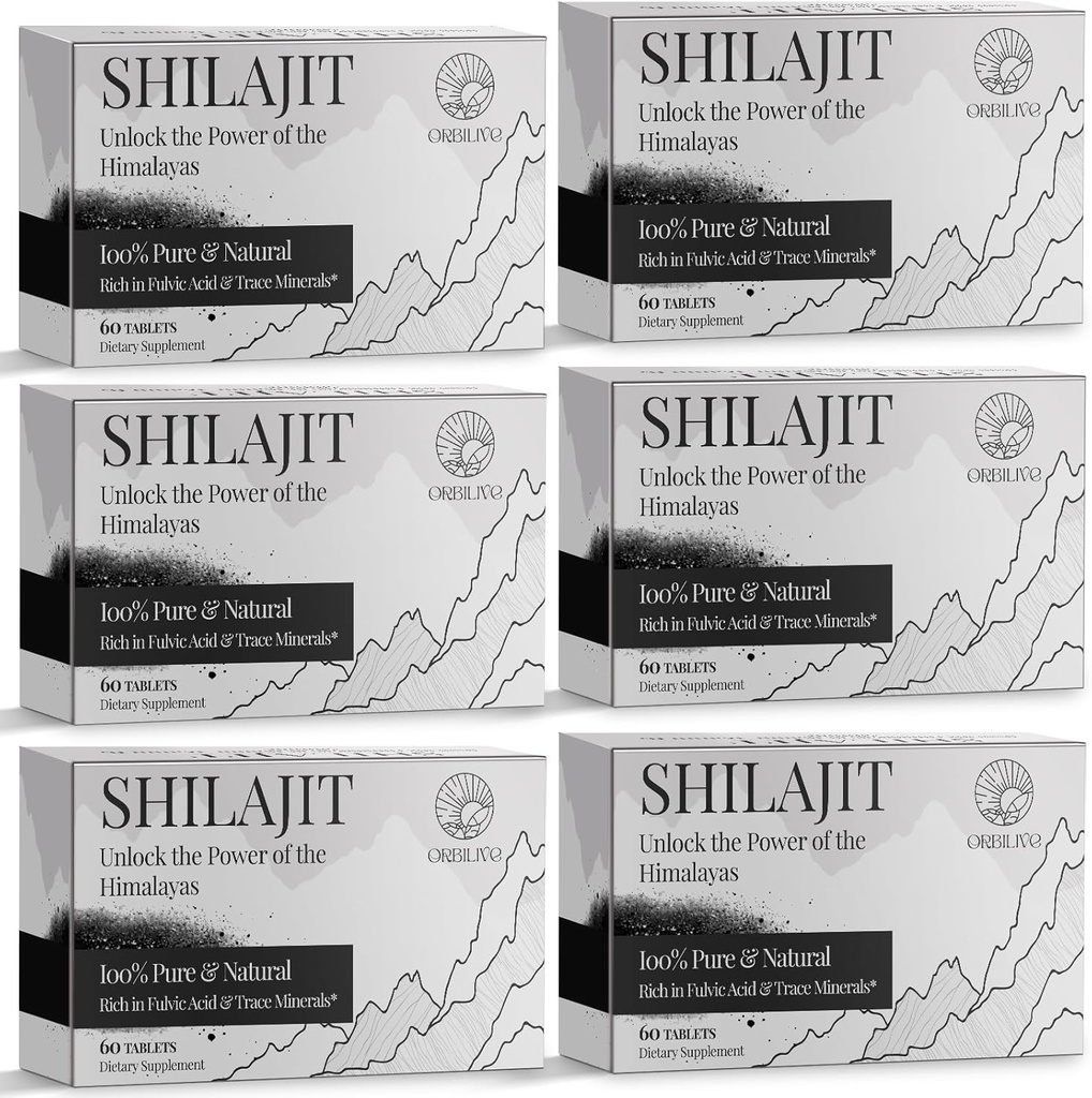 30. 000 MG Shilajit Tablets, 100% Shilajit Pure, Himalayan Organic, Shilajit for mænd og kvinder Rich in Fulvic Acid & 85 + Trace Minerals, Shilajit supplement til energi & immunsystem, 360 Tæl