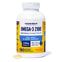 Oceanblue Professional Omega-3 2100 – 180 ct – Triple Strength Burpless Fish Oil Supplement with High-Potency EPA, DHA, DPA – Wild-Caught – Orange Flavor (90 Servings)