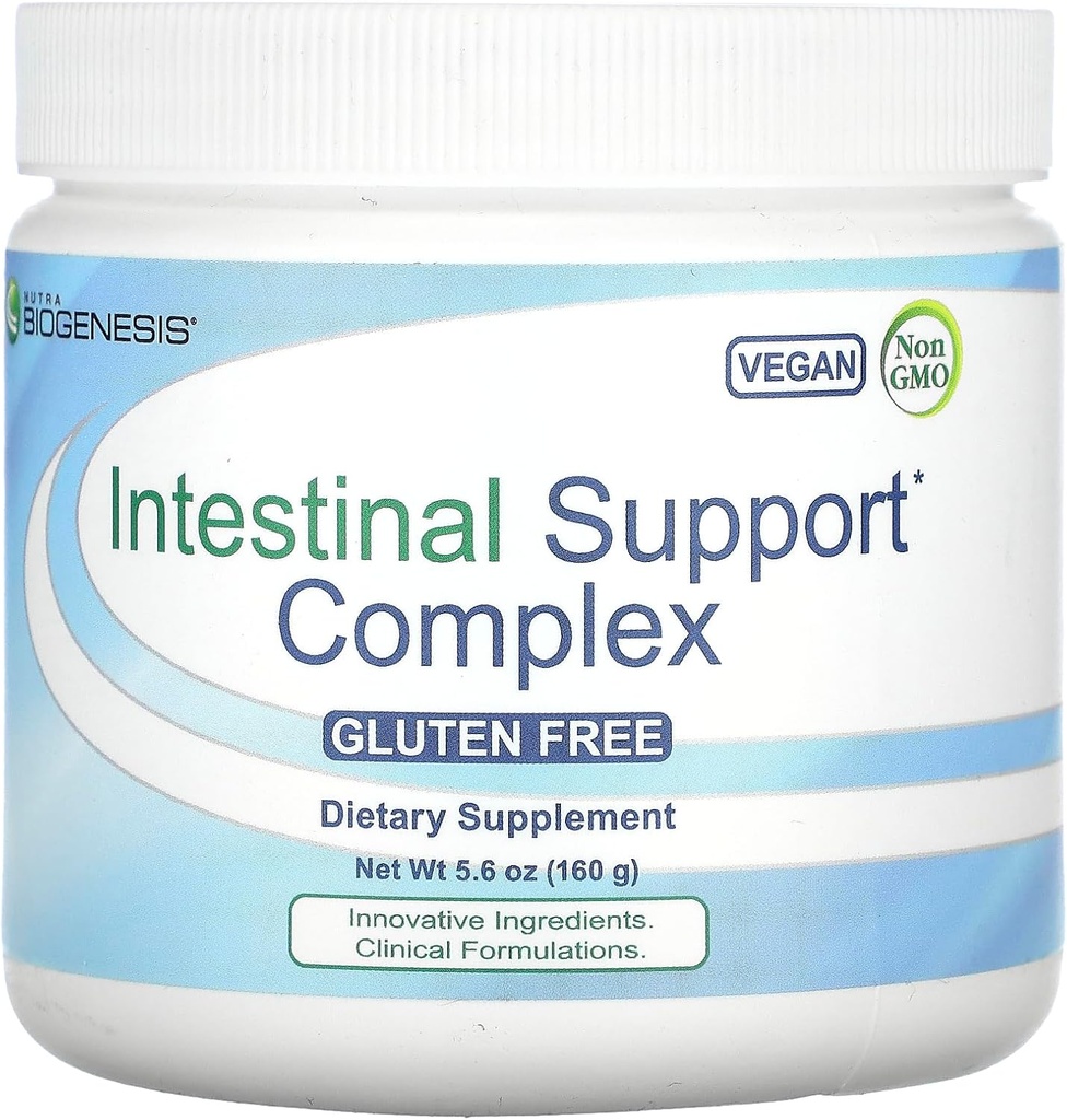 Nutra Biogenese Intestinal Support Complex - Gut Health Powder, GI Intestinal Supplement for kvinder & mænd, L- Glutamin, Slippery Elm, Marshmallow & Licorice - 5.6 oz (20 Servere)
