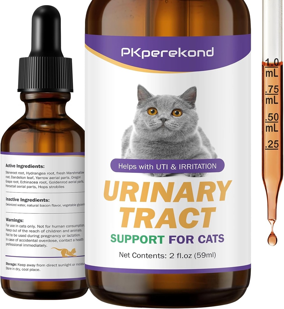 Urin Tract Support til katte - UTI Behandling til katte - Urinary Tract sundhed, Relieves Urinary krystaller, Nyre og Brege Support Supplement, 2 oz CATNEW
