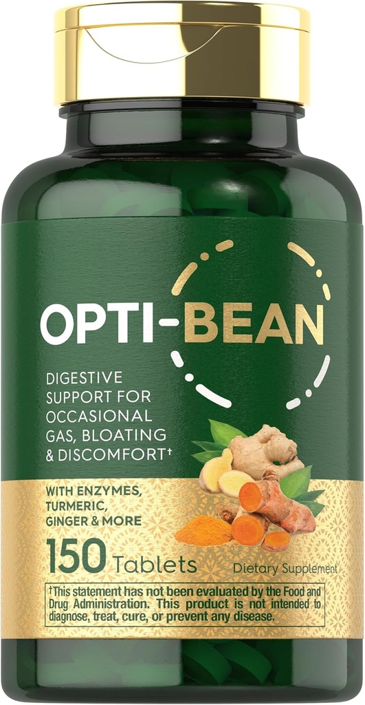 Carlyle Opti- Bean • 124; 150 tabletter • 124; fordøjelsesstøtte • 124; Gas, Bloating & Discomfort Enzyme Blend • 124; Vegetar, Non- GMO & Gluten Free Supplement