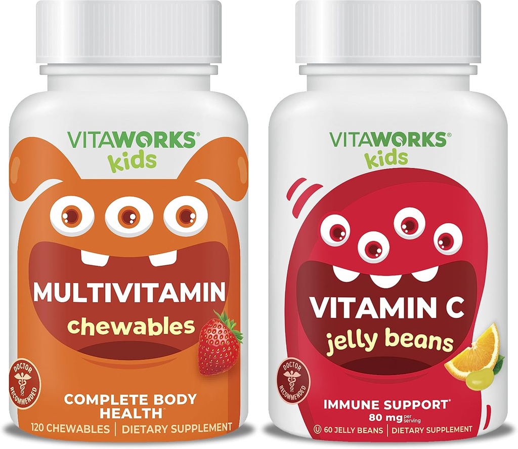 Kids Multivitamin Chewables + C-vitamin 80mg Jelly Beans Bundle