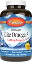 Carlson Elite Omega-3 Gems, 1600mg Omega- 3s med EPA & DHA, Wild-fanget norsk fiskeolie, Lemon Flavor, 90 Softgels