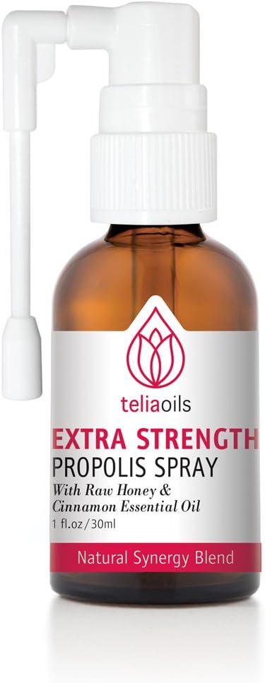 Teliaoils Propolis Spray Body 's Defense Support, Lindrende Hough & Sore Throat, Hjælper mund irritationer, forkølelse, 100% Natural, med honning & kanel Essential Oil.