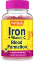 WellYe Iron Gummies med C-vitamin -Anæmi og cellulær energi støtte, fremmer Red Blood Cell Dannelse - Energi & immunsystem støtte -Natural Grape Flavor-60 Gummies