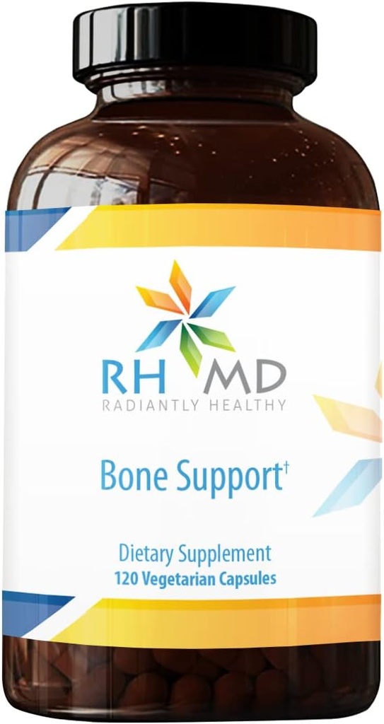 RHMD Bone Support Højt Absorberbare Nutrients Calcium Malat, Magnesium, Zink Bisglycinat Chelat, Vitaminer D + K - Non- GMO, Soy Free (120 Vegetariske Kapsler)