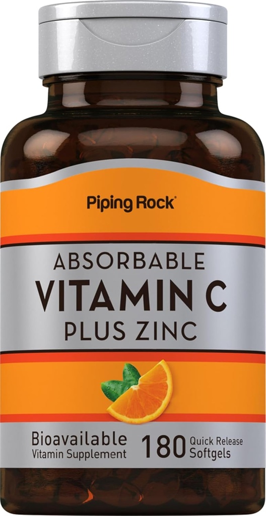 Absorberbare C-vitamin Plus zink, 180 Quick Release Softels